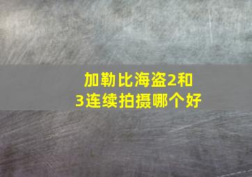 加勒比海盗2和3连续拍摄哪个好