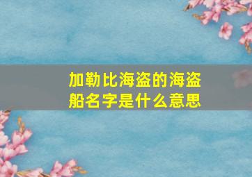 加勒比海盗的海盗船名字是什么意思