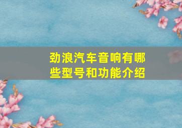 劲浪汽车音响有哪些型号和功能介绍