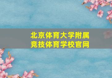 北京体育大学附属竞技体育学校官网