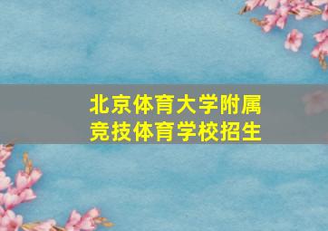 北京体育大学附属竞技体育学校招生