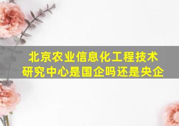 北京农业信息化工程技术研究中心是国企吗还是央企