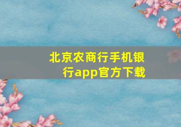 北京农商行手机银行app官方下载