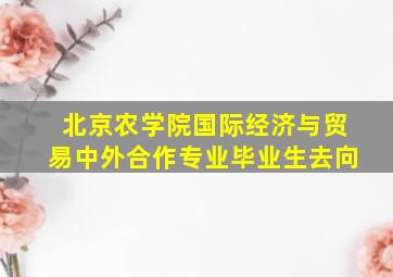 北京农学院国际经济与贸易中外合作专业毕业生去向