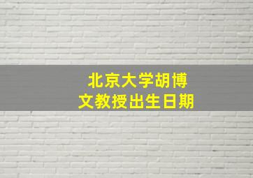 北京大学胡博文教授出生日期