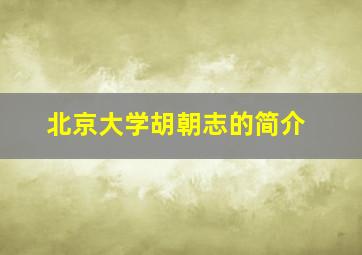 北京大学胡朝志的简介