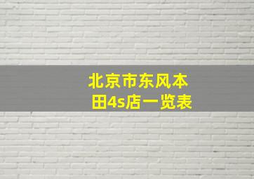 北京市东风本田4s店一览表