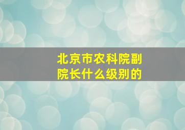 北京市农科院副院长什么级别的