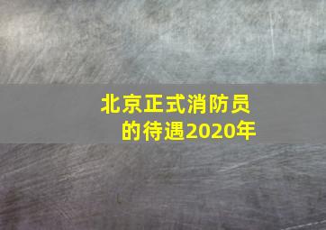 北京正式消防员的待遇2020年