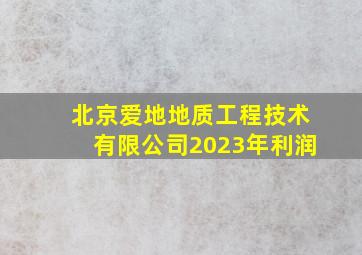 北京爱地地质工程技术有限公司2023年利润