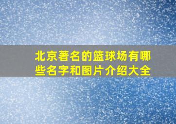 北京著名的篮球场有哪些名字和图片介绍大全