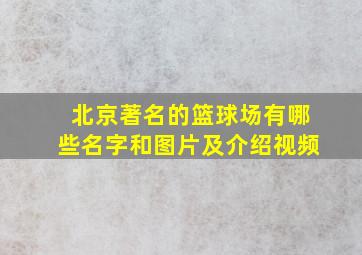 北京著名的篮球场有哪些名字和图片及介绍视频