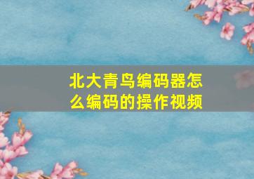 北大青鸟编码器怎么编码的操作视频