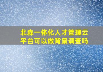 北森一体化人才管理云平台可以做背景调查吗