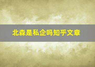 北森是私企吗知乎文章