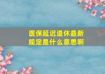 医保延迟退休最新规定是什么意思啊