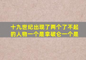 十九世纪出现了两个了不起的人物一个是拿破仑一个是