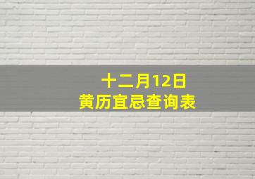 十二月12日黄历宜忌查询表