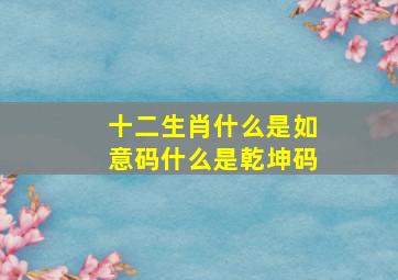 十二生肖什么是如意码什么是乾坤码