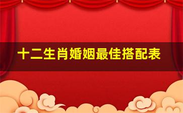 十二生肖婚姻最佳搭配表