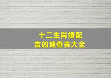 十二生肖婚配吉凶速查表大全