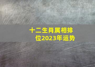 十二生肖属相排位2023年运势