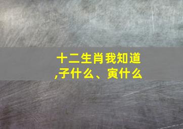 十二生肖我知道,子什么、寅什么