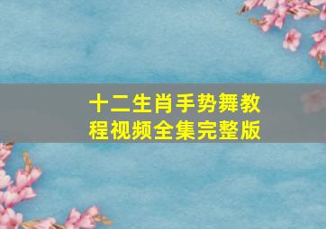 十二生肖手势舞教程视频全集完整版