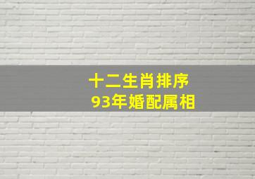 十二生肖排序93年婚配属相