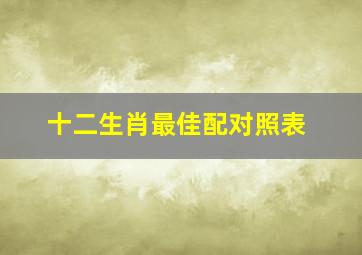 十二生肖最佳配对照表