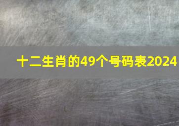 十二生肖的49个号码表2024