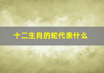 十二生肖的蛇代表什么