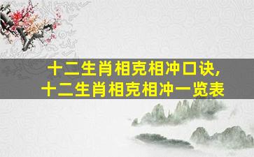 十二生肖相克相冲口诀,十二生肖相克相冲一览表