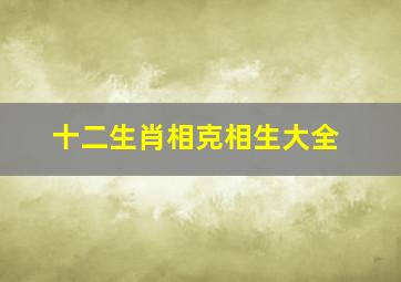 十二生肖相克相生大全