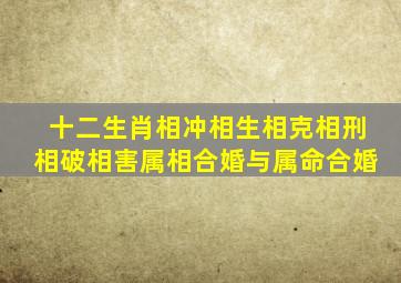 十二生肖相冲相生相克相刑相破相害属相合婚与属命合婚