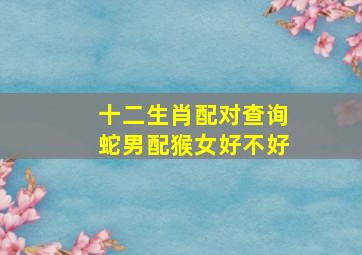 十二生肖配对查询蛇男配猴女好不好