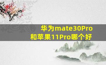 华为mate30Pro和苹果11Pro哪个好