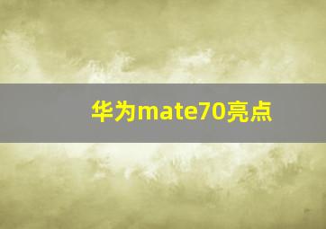 华为mate70亮点