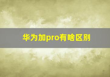 华为加pro有啥区别