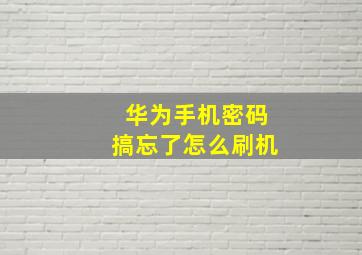 华为手机密码搞忘了怎么刷机