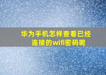 华为手机怎样查看已经连接的wifi密码呢