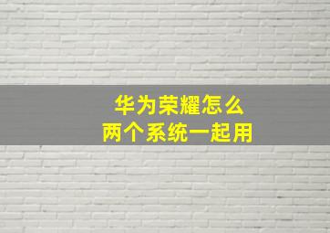 华为荣耀怎么两个系统一起用