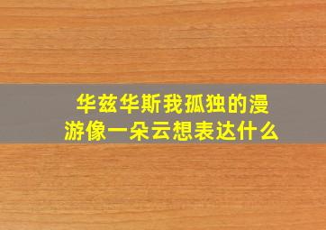 华兹华斯我孤独的漫游像一朵云想表达什么