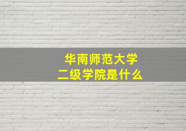 华南师范大学二级学院是什么