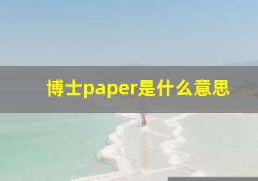 博士paper是什么意思