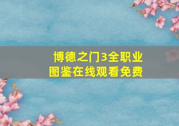 博德之门3全职业图鉴在线观看免费