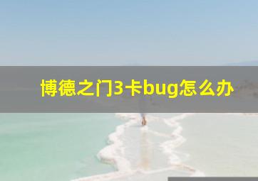 博德之门3卡bug怎么办