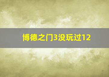 博德之门3没玩过12