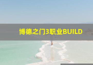 博德之门3职业BUILD