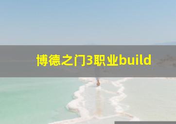 博德之门3职业build